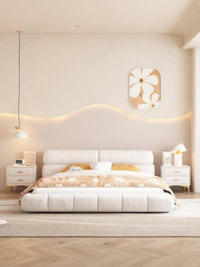 现代奶油风卧室3D模型下载